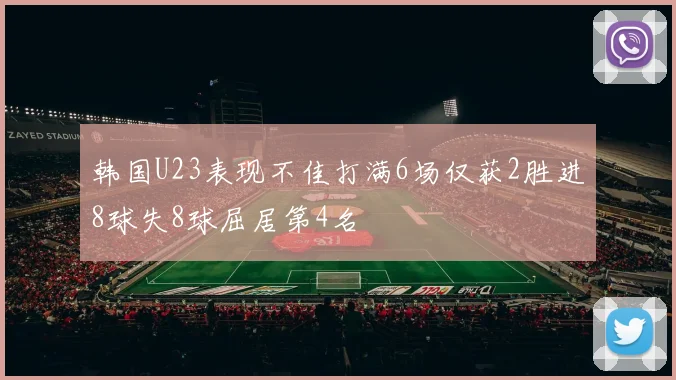 韩国U23表现不佳打满6场仅获2胜进8球失8球屈居第4名